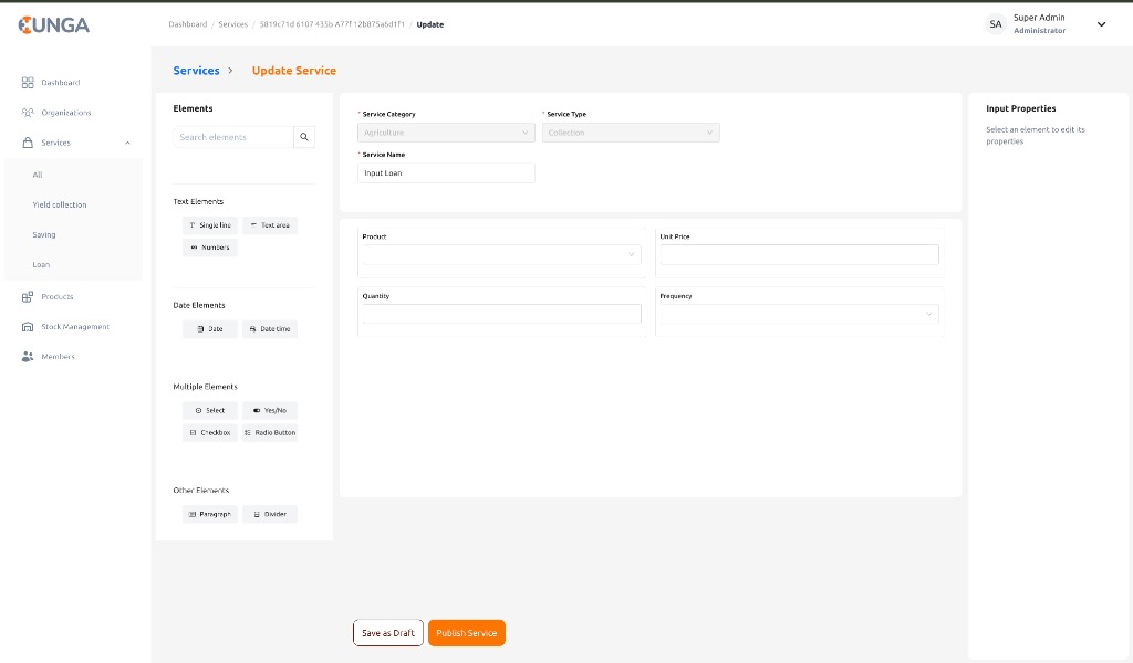 CUNGA Cooperative Platform screenshot