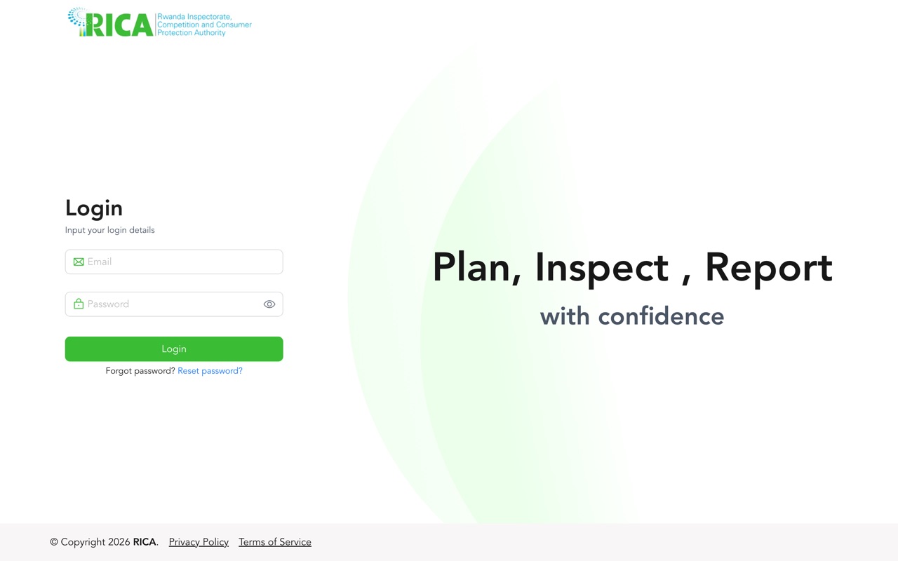 RICA MIS Platform screenshot